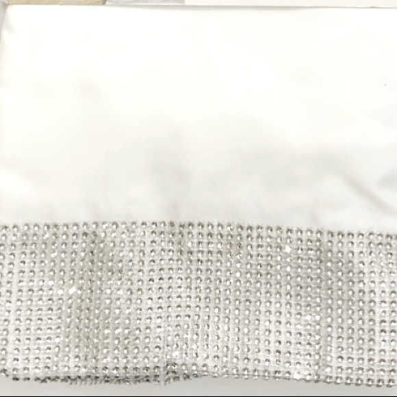 White Diamonds Shower Curtain Fabric Sparkling Rhinestones 72” x 72” White - Picture 6 of 14
